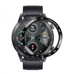 Folie de protectie ecran fullsize 3D pentru Huawei Watch Magic 2 46mm din fibra de sticla si hidrogel negru, krasscom