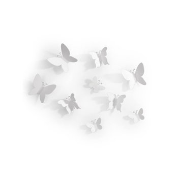 Set 9 decoratiuni albe Umbra Mariposa pentru perete