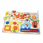 Joc Montessori Placa Busy Board cu Activitati zilnice, din lemn, Krista