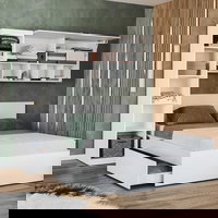 Set dormitor alb pat tapitat - Blanco - Configuratia 16, MOBIRO