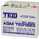 Acumulator AGM VRLA 12V 23A High Rate 181mm x 76mm x h 167mm F3 TED Battery Expert Holland TED003348 (2), TED Electronic