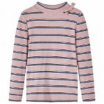 Tricou pentru copii cu mâneci lungi și dungi, roz deschis, 116, Casa Practica