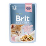 Brit Premium Kitten, File Pui, plic hrană umedă pisici junior, (în sos), 85g, Brit