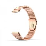 Set bratara smartwatch pentru Huawei Band 7 din otel inoxiabil, tip zale, folie de protectie ecran din sticla, si kit ajustare lungime, rose-gold, krasscom