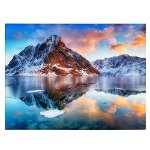 Tablou canvas peisaj rasarit lac munte, Norvegia, portocaliu, albastru 1182 - Material produs:: Poster pe hartie FARA RAMA, Dimensiunea:: 50x70 cm, 