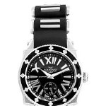 Ceasuri Femei Aquaswiss Swissport Diamond Bezel Silicone Strap Watch 35mm x 45mm - 025 ctw Black