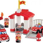 Stația de pompieri Ecoiffier Abrick cu vehicule și figurine, Ecoiffier