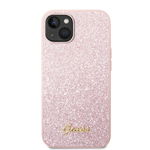 Husa de protectie  PC/TPU Glitter Flakes Metal Logo pentru iPhone 14 Pro Max - Roz, GUESS