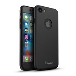 Husa Apple iPhone 7, FullBody Elegance Luxury iPaky Black, acoperire completa 360 grade cu folie de sticla gratis, iPaky