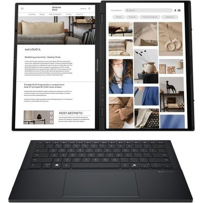 Laptop Asus Zenbook Duo UX8406CA-QL118X, Intel Core Ultra 7 255H, 14" WUXGA, OLED, 32GB RAM LPDDR5X, 1TB SSD, Intel Arc Graphics, Windows 11 Pro, Inkwell Gray