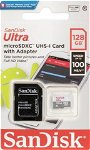 Card de memorie SanDisk Ultra microSDXC SDSQUNR-128G-GN3MA, 128GB, UHS-I, Clasa10 + Adaptor SD