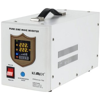 UPS cu Sinus Pur de 700W, pentru centrale termice, Kemot ProSinus, pentru baterii de 12V, incarcare 10A, URZ3406, Kemot