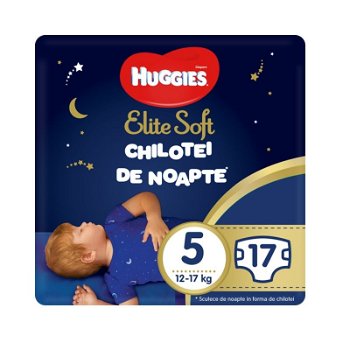 Scutece chilotel de noapte Huggies Elite Soft Pants Overnight 5, 12-17 kg, 17 buc, Huggies