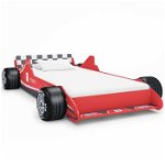 vidaXL Pat pentru copii mașină de curse, roșu, 90 x 200 cm, vidaXL