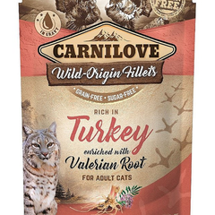 Carnilove, File Curcan cu Valeriană, plic hrană umedă fără cereale pisici, (în sos), 85g, Carnilove