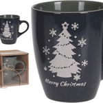 Set 2 cani Reindeer and Tree, 320 ml, portelan, gri/albastru, Excellent Houseware