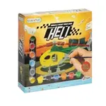 Set constructie din lemn cu 6 culori si pensula - elicopter, Grafix