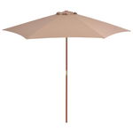 Umbrelă de soare de exterior cu stâlp din lemn, taupe, 270 cm