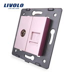 Priza dubla TV + telefon Livolo (Roz), Livolo