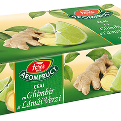 Ceai cu ghimbir si lamai verzi, Aromafruct, 100 plicuri, Fares