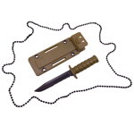 Cutit tactic de vanatoare IdeallStore®, Military Specialist, 10 cm, kaki, teaca cu lant inclusa, IdeallStore