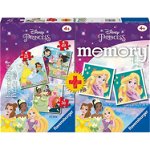 Puzzle + Joc Memory Printesele Disney, 25 36 49 Piese