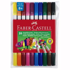 Set carioci 10 culori cu 2 capete. Faber-Castell, -