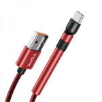 Cablu de incarcare si transfer date TOPK USB Type-C Quick Charge 3A 480Mbps cu suport telefon rotire 180 grade 1m rosu