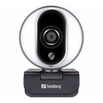 Camera web Streamer Pro Sandberg, Full HD, 1920 x 1080 px, USB 2.0, microfon incorporat, Negru, SANDBERG