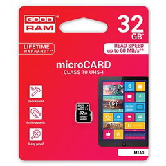 GOODRAM Card de memorie microSDHC Goodram 32 GB,UHS I,cls 10 + adaptor, M1AA-0320R12, GOODRAM