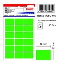 Etichete Autoadezive Color, 22 X 32 Mm, 90 Buc/set, Tanex - Verde Fluorescent