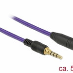 Cablu prelungitor jack stereo 3.5mm (pentru smartphone cu husa) T-M 4 pini 5m mov, Delock 85626, Delock