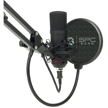 Microfon streaming SPC Gear SM900, brat ajustabil, popfilter, shockmount, USB