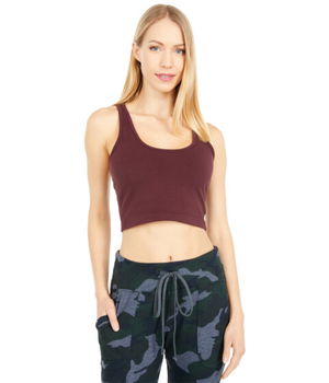 Imbracaminte Femei Hard Tail Cropped Tank w Bra Red Plum, Hard Tail