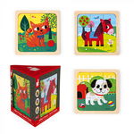 Set 3 puzzle-uri de lemn din cate 9 piese - Tornado, Titus si Felix, 