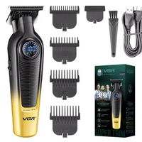 Set cu aparat de tuns fara fir VGR V 996 4 distantiere afisaj LED autonomie 300min, GAVE