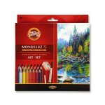 Creioane color, 72culori +pensula si ascutitoare, Aquarell MONDELUZ Koh-I-Noor, Koh-I-Noor