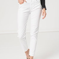 Love Moschino, Pantaloni crop slim fit cu talie medie, Negru, 26