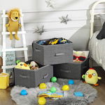 SONGMICS Storage Boxes with Lids, Foldable Storage Basket Bins with Handles, Clothes Toys Organiser, Grey RYZB03G