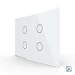 Intrerupator cvadruplu wireless cu touch Livolo din sticla standard italian, Alb, VL-FC4R-3G-11