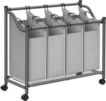 Carucior de rufe cu 4 pungi detasabile SONGMICS, gri, metal/textil, 87,5 X 38,5 X 81 cm