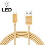 Cablu de date Delight, 2 A, USB Type-C, 1 m, iluminare LED, Auriu