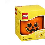 Room Copenhagen LEGO Storage Head Pumpkin, small, storage box (orange / black), Room Copenhagen