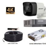 Kit complet supraveghere video 2 camere Hikvision 8 MP (4K), IR 60M, HDD 1 TB, HIKVISIONKIT