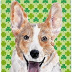 Caroline`s Treasures Cardigan Corgi Lucky Shamrock St Patrick`s Day glass cutting board large Multicolore 12H x 16W, 