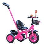 Tricicleta cu pedale pentru copii 2-5 ani, cu maner parental detasabil, Roz, 