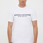 Armani Exchange tricou din bumbac culoarea alb, cu imprimeu, Armani Exchange