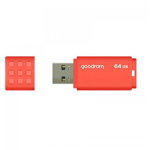 Memorie USB GOODRAM memory USB UME3 64GB USB 3.0 Portocaliu, Citire 60 MB/s, Scriere 20 MB/s