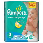 
Scutece Pampers Active Baby Giant Pack, Marimea 3, 5 - 9 kg, 90 Bucati
