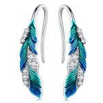 Cercei din argint Blue Feather, EdenBoutique